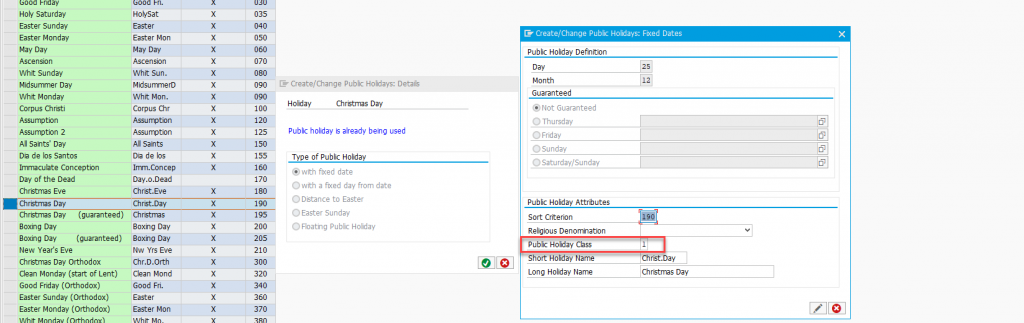 Create new holiday class in SAP Time Management