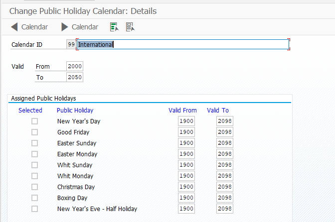 Assign holidays to Holiday Calendar in SAP