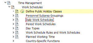 SAP Work Schedule Customization Menu