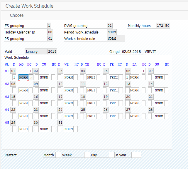 PT01 - Create work schedule