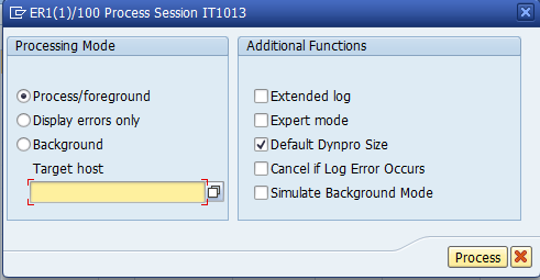 SAP SM35 start Processing Screen