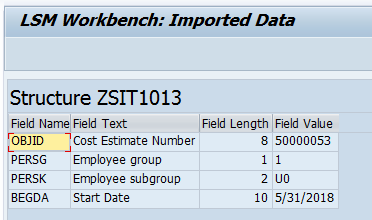 SAP Lsmw afișare citire înregistrare de date